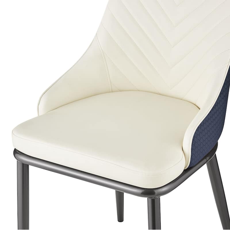 Faux Leather Upholstered Dining Chairs with Woven Back, Set of 2 - 18.11"W x 21.26"D x 36.61"H