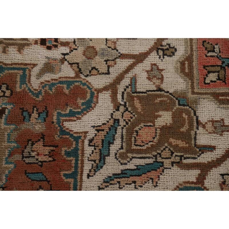 Hand Knotted Oriental 100% Wool Carpet Traditional Floral Red Heriz Area Rug - 9' 3'' X 6' 4''