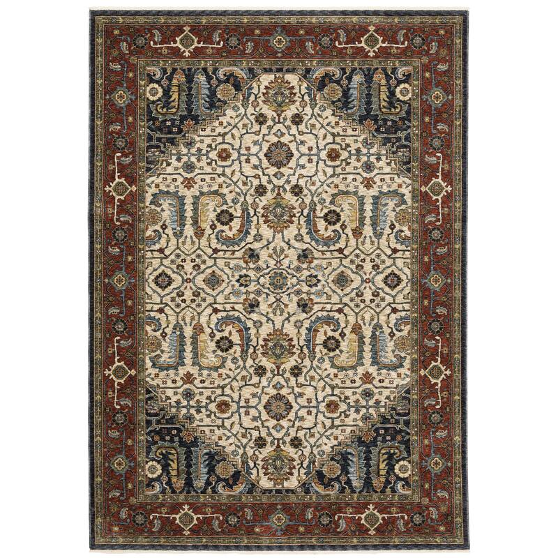 Style Haven Amelie Bordered Persian Ivory/ Red Indoor Area Rug