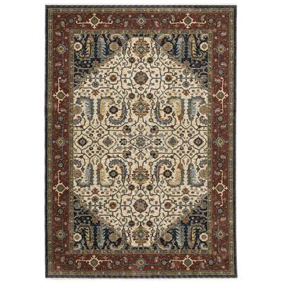 Amelie Bordered Persian Ivory/ Red Indoor Area Rug