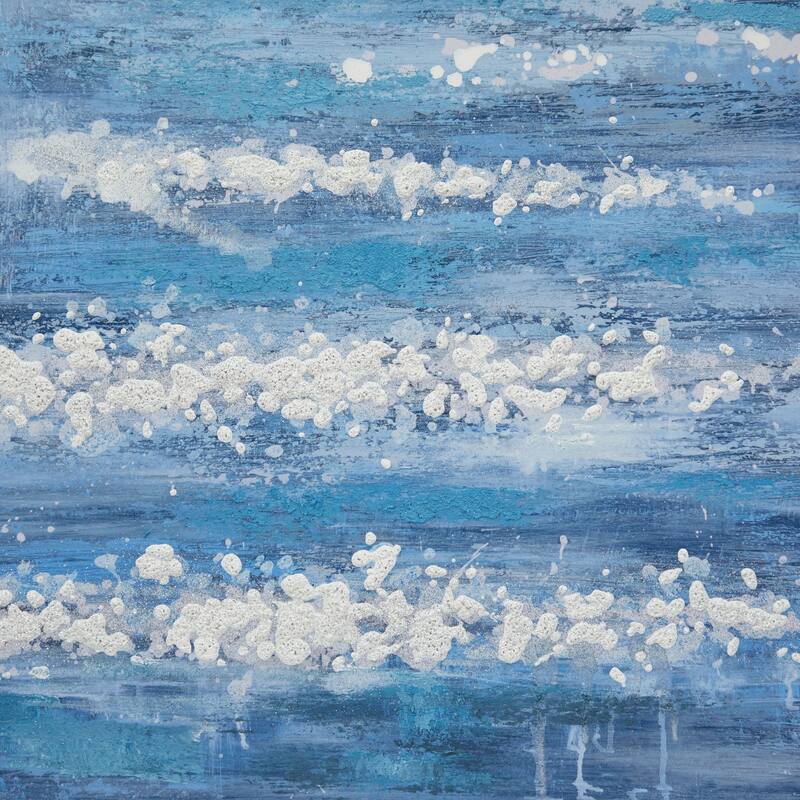 CosmoLiving by Cosmopolitan Blue Canvas Landscape Framed Wall Art with Black Frame