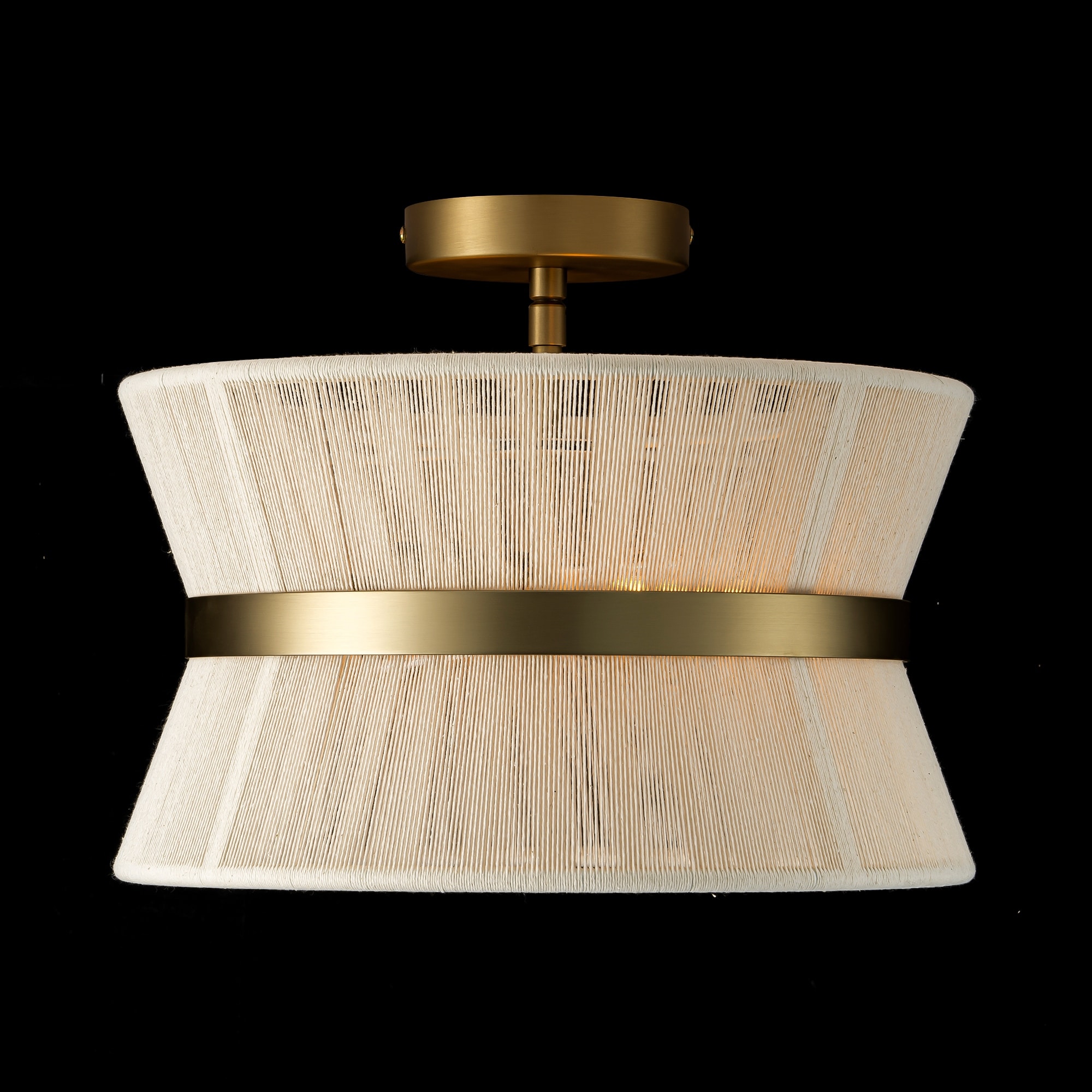 soranonsky✳︎ Rennnsan 2-Light Farmhouse Boho Gold Drum Tapered Handwoven Rope