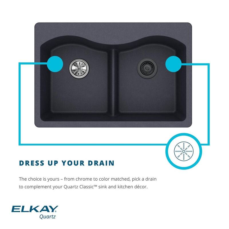 Elkay Quartz Classic 33" x 20-1/2" x 9-1/2", Offset Double Bowl Undermount Sink
