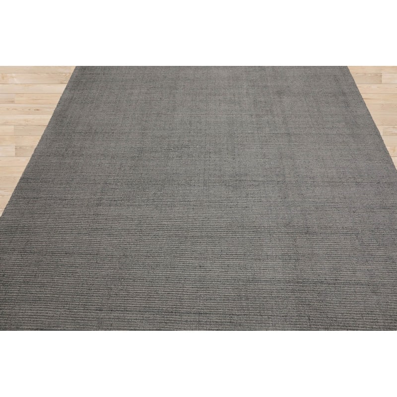 Hand Loomed Gray Ribbed Wool Modern & Contemporary Oriental Area Rug