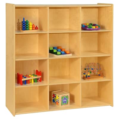 Contender 12 Cubby Storage Shelf, Birch Wood Montessori Cabinet for Organizing Kids Toys, Books, Craft Supplies