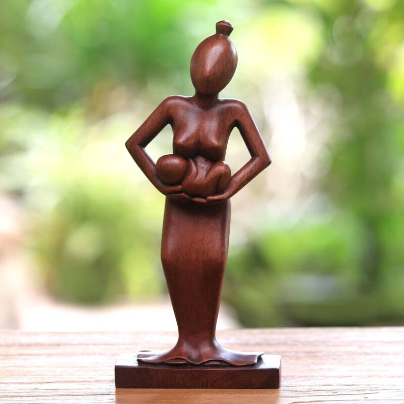 Novica Handmade Adoring Mother Wood Statuette
