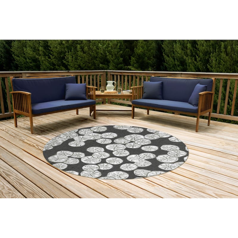 Liora Manne Capri Sea Biscuit Indoor/Outdoor Area Rug - 5' Round - Navy