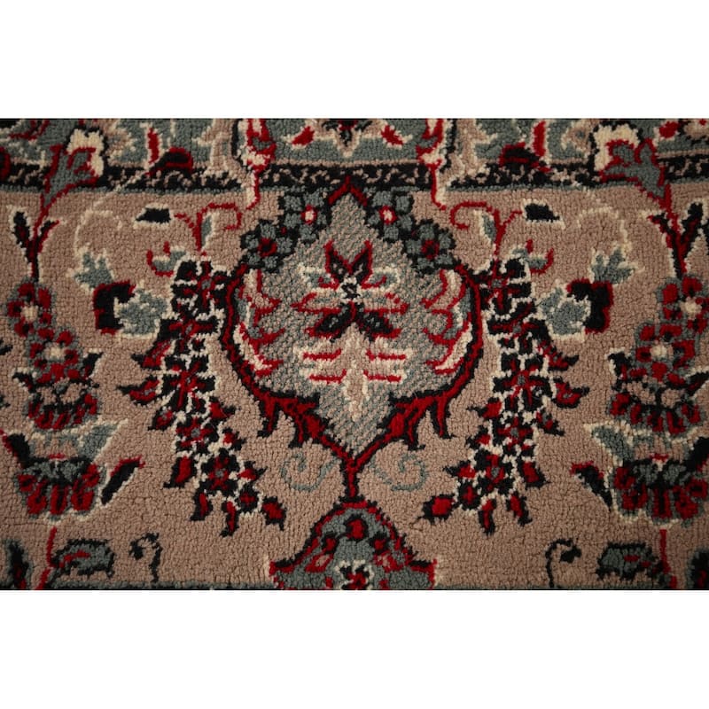 Red Medallion Kashan Turkish Rug Machine-Made Floral Carpet - 6'4" x 9'8"