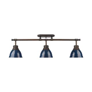Yep by Golden Lighting Duncan 3-light Semi-Flush Mount in Rubbed Bronze and Navy Blue shade - Rubbed Bronze - 3-Light Semi-flush