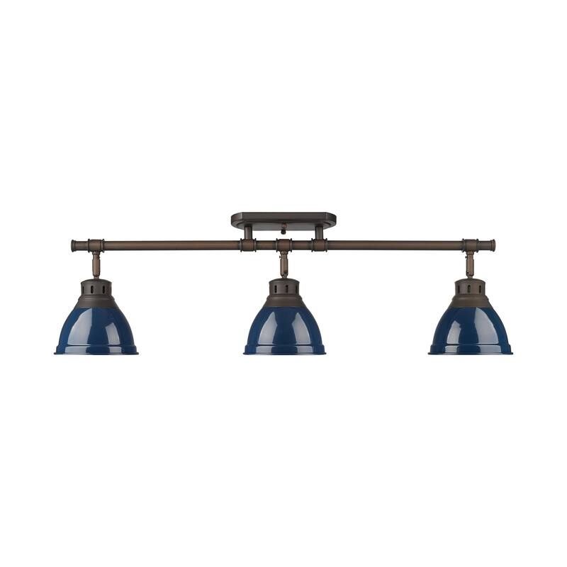 Yep by Golden Lighting Duncan 3-light Semi-Flush Mount in Rubbed Bronze and Navy Blue shade - Rubbed Bronze - 3-Light Semi-flush