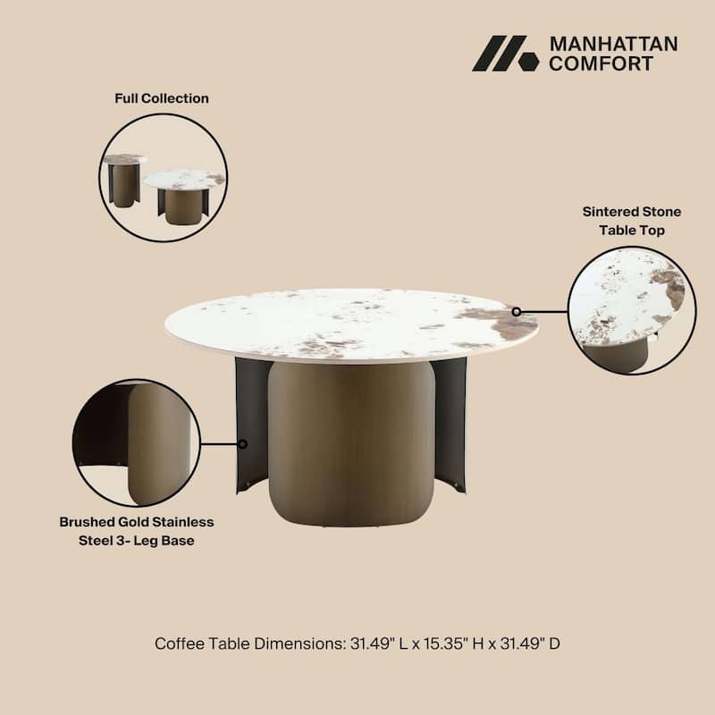 Manhattan Comfort Monica 2-Piece Modern Table Set