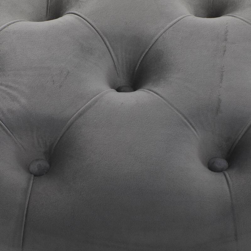 White, Black or Gray Velvet Tufted Home Bench with Gold Metal Legs