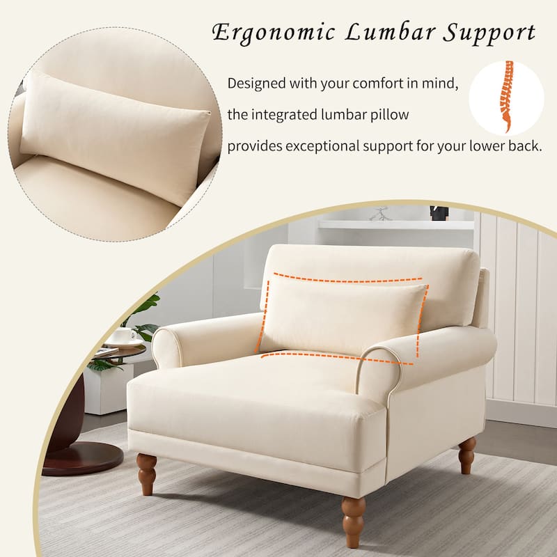 Beige 37.8" Velvet Accent Chair