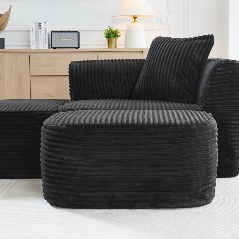 Sectional Couch with L-Shape Chaise, Modular Sofa with Movable Ottoman