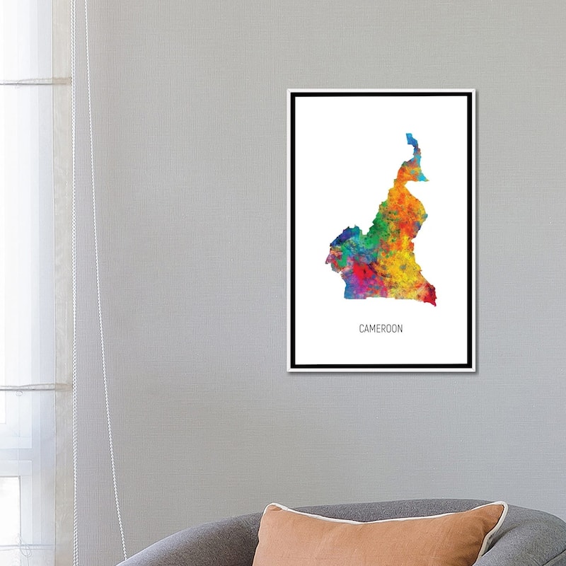 iCanvas "Cameroon Map" by Michael Tompsett Framed Canvas Print