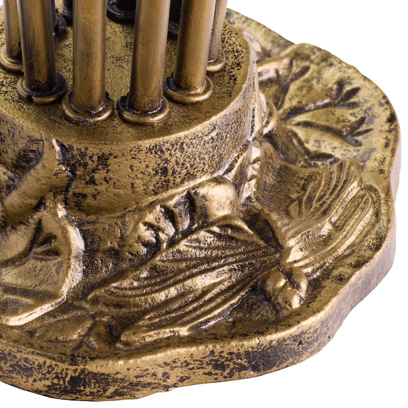 21.5-inch Antique Brass and Hand Blown Glass 10 Lily Downlight Table Lamp - 20.25" x 20.25" x 21.5"