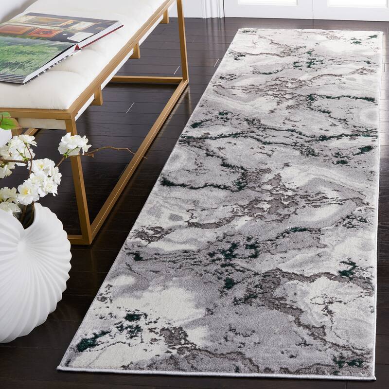 SAFAVIEH Craft Meeta Modern & Contemporary Rug - 2'3" x 12' Runner - Grey/Green - Runner