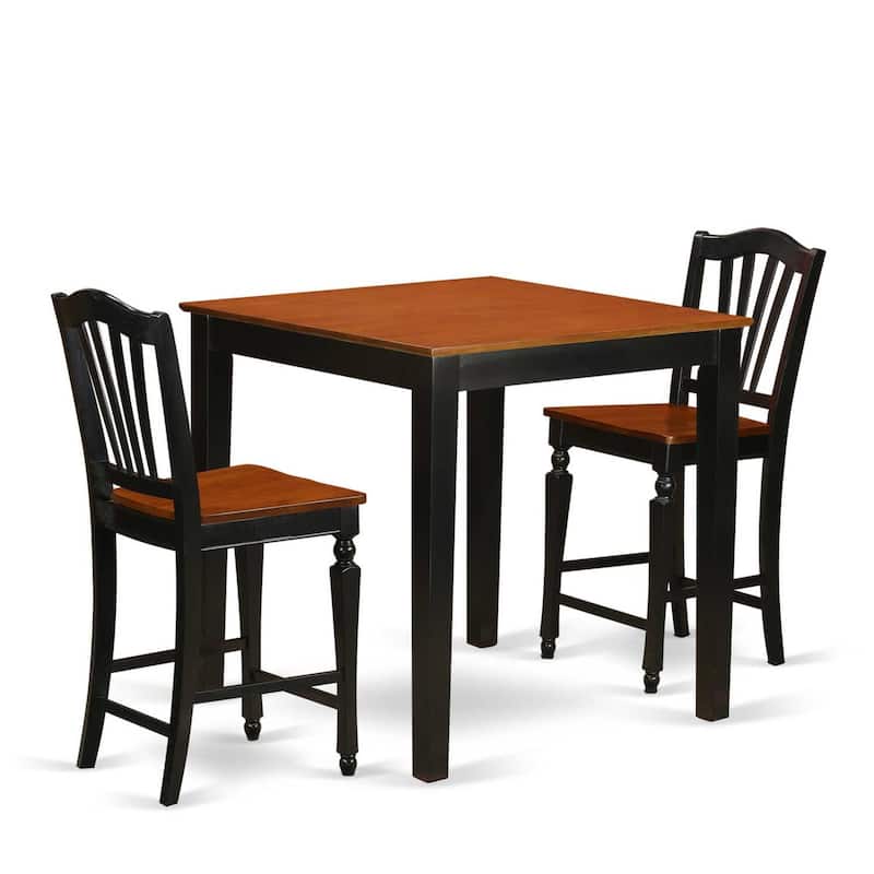 Counter Height Pub Set - 3 Piece Table & Chairs - Small Space Dining Set - Modern Kitchen Furniture