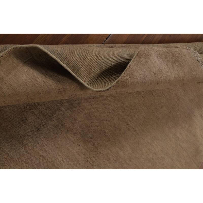 Brown Solid Gabbeh Oriental Area Rug Handmade Wool Carpet - 6'9" x 10'0"