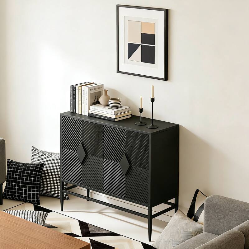 Modern 2 Door Wooden Storage Cabinet Accent Cabinet