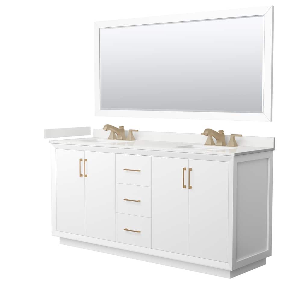 Strada 72-inch Double Vanity, Quartz Top, 70-inch Mirror