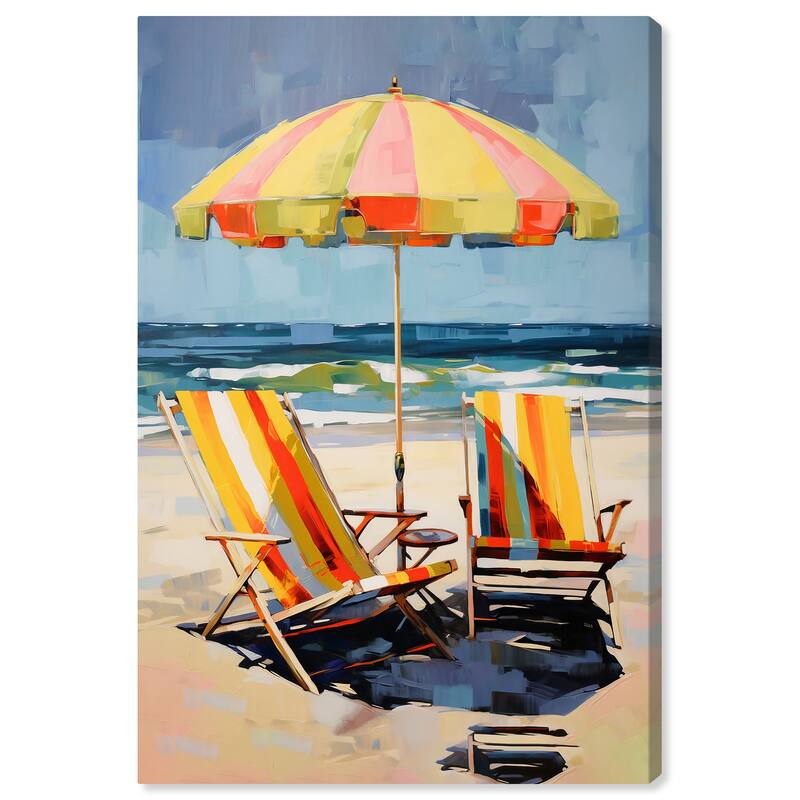 Wynwood Studio Canvas Nautical and Coastal Partners at the Beach Yellow and Nautical & Coastal Wall Art Canvas Print - 30 x 20