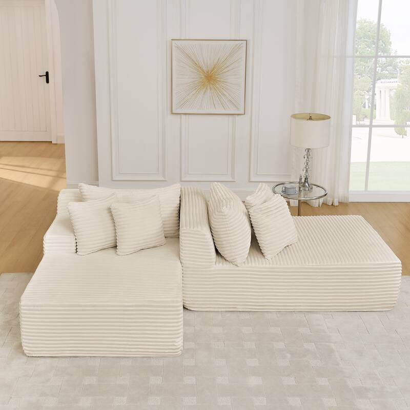 Two-seater lazy sofa lounge chair,Compressed sofa no assembly required, made of velvet fabric, fluffy modern lounge chair