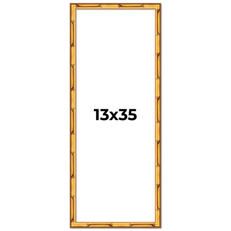 13x35 Frame Gold Bamboo Picture Frame Modern Photo Frame Includes UV Acrylic Shatter Guard Front Acid Free Foam Backing Board