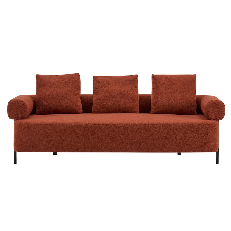 78" Modern 3-Seater Sofa Couch, Upholstered Sofa with Rolled Armrests & 3 Plush Pillows, Comfy Couch for Living Room, Bedroom
