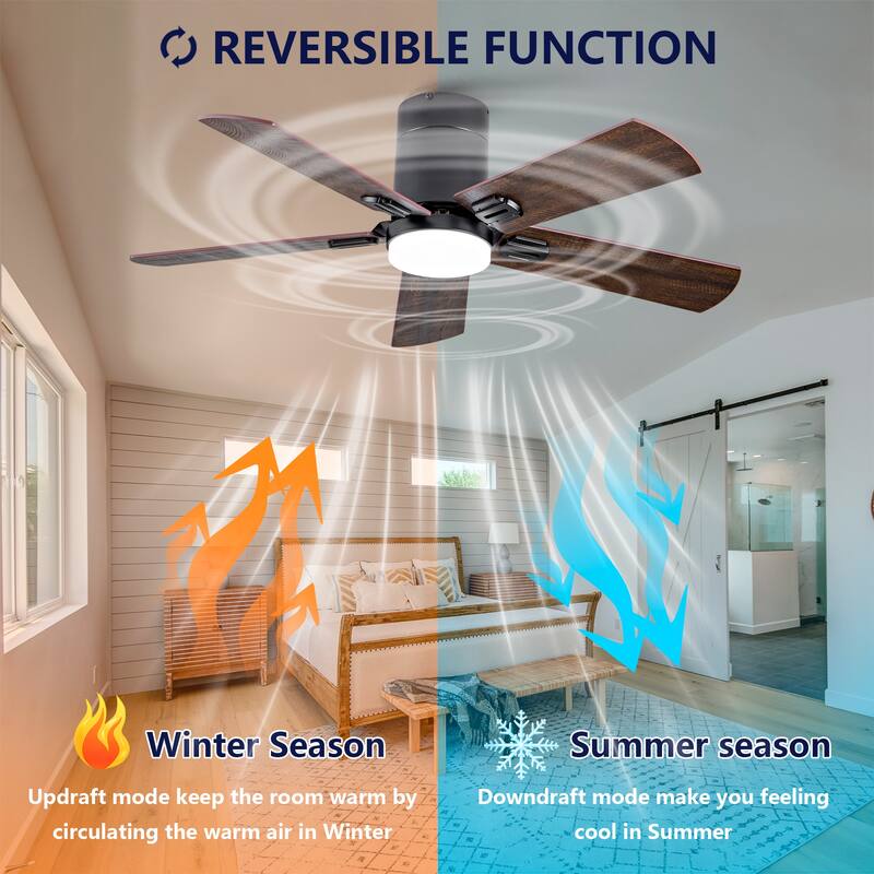 42-inch Ceiling Fans with Light and Remote, Dimmable LED, Quiet Reversible DC Motor,for Bedroom Indoor Outdoor Use