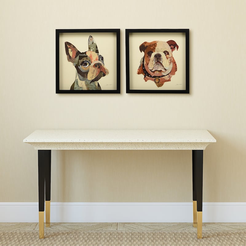 Bulldogs Close Up Alex Zeng's dimensional collage, under glass & a black shadow box frame