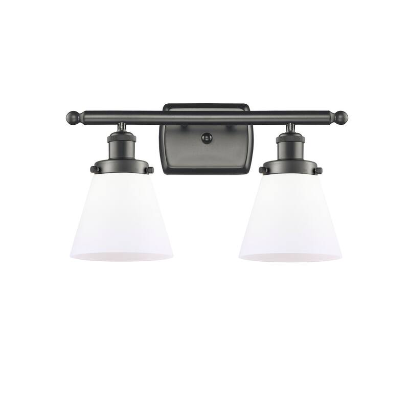 Innovations Lighting Small Cone 2 Light 16" Wide Vanity Light - Oil Rubbed Bronze / Matte White