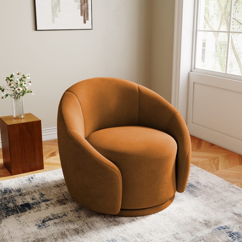 35" Wide 360-Degree Swivel Accent Barrel Chair
