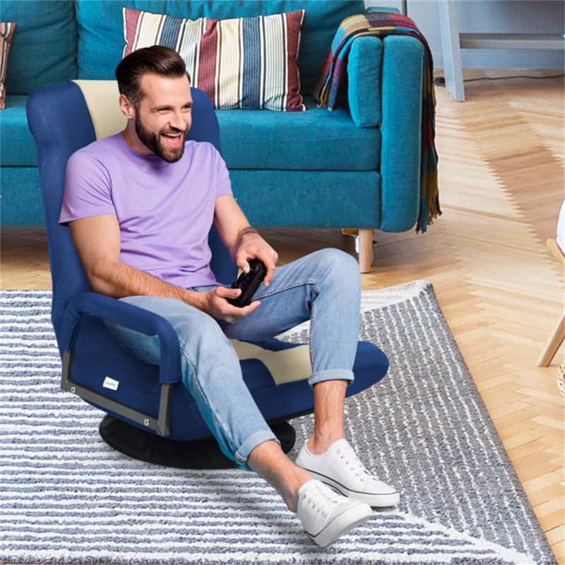 360 Degree Swivel Gaming Floor Chair with Foldable Adjustable Backrest