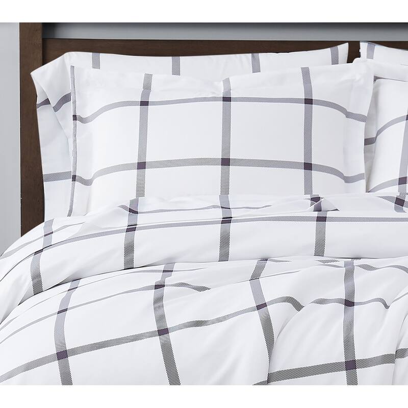 Truly Soft Printed Windowpane 3 Piece Comforter Set