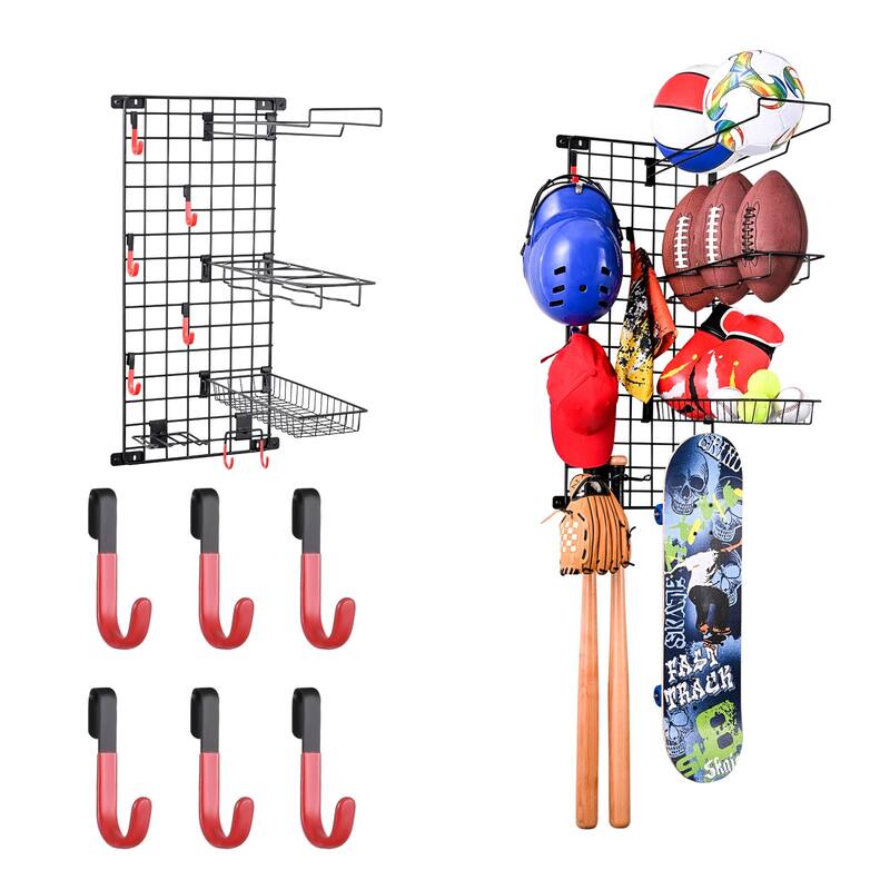 Mythinglogic Sports Equipment Storage System, Wall Mount Garage Storage Shelves