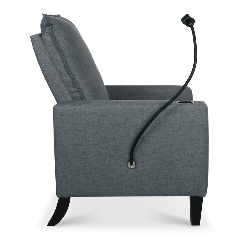 Polyester Recliner Chair with Phone Holder and Cup Holder, 3-Position Recline, 220lb Capacity