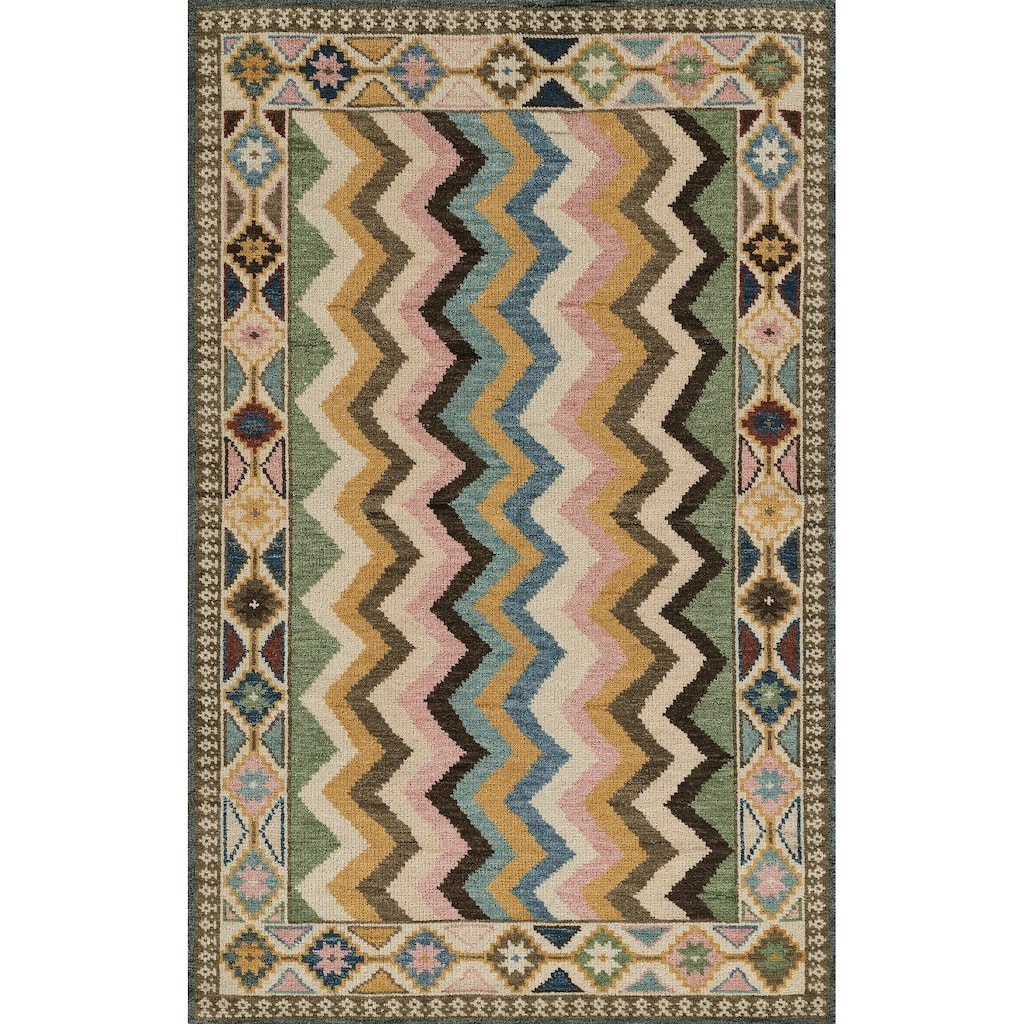 Momeni Nomad Hand Knotted Wool Geometric Area Rug.