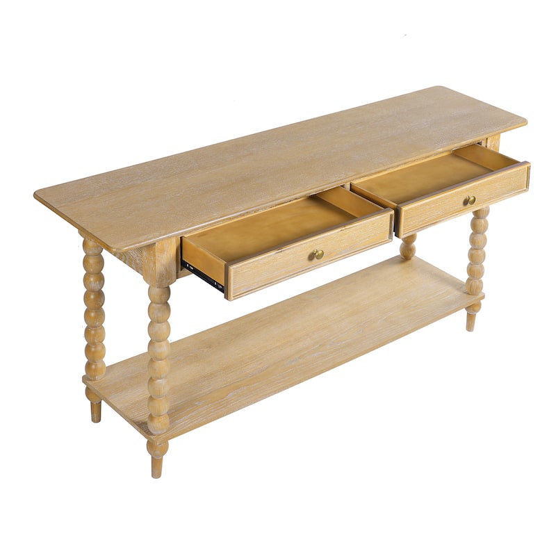 Christopher Knight Home - Duvall Retro Wood Console Table with Artistic Column Details
