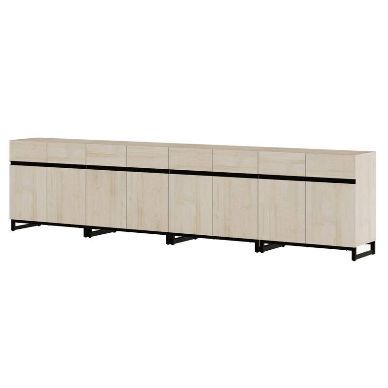 WAMPAT Modern TV Stand with Storage Cabinets for Living Room,Bedroom,Brown