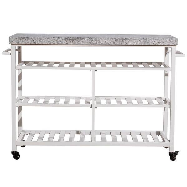 Hillsdale Kennon Kitchen Cart in White with Granite Top 48 quot W quot x 18 quot D