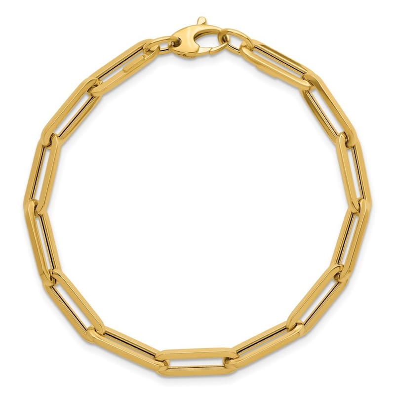 Curata Solid 18k Yellow Gold 7.5" 5.3mm Paperclip Link Bracelet