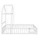 preview thumbnail 9 of 21, Montessori Wooden Floor Bed with Detachable House-Shaped Headboard, Full Size Bed with Dress Up Rack for Kids Playhouse, White