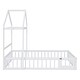 preview thumbnail 4 of 14, White Full Size Wooden Floor Bed with Fence and Detachable Headboard for Kids