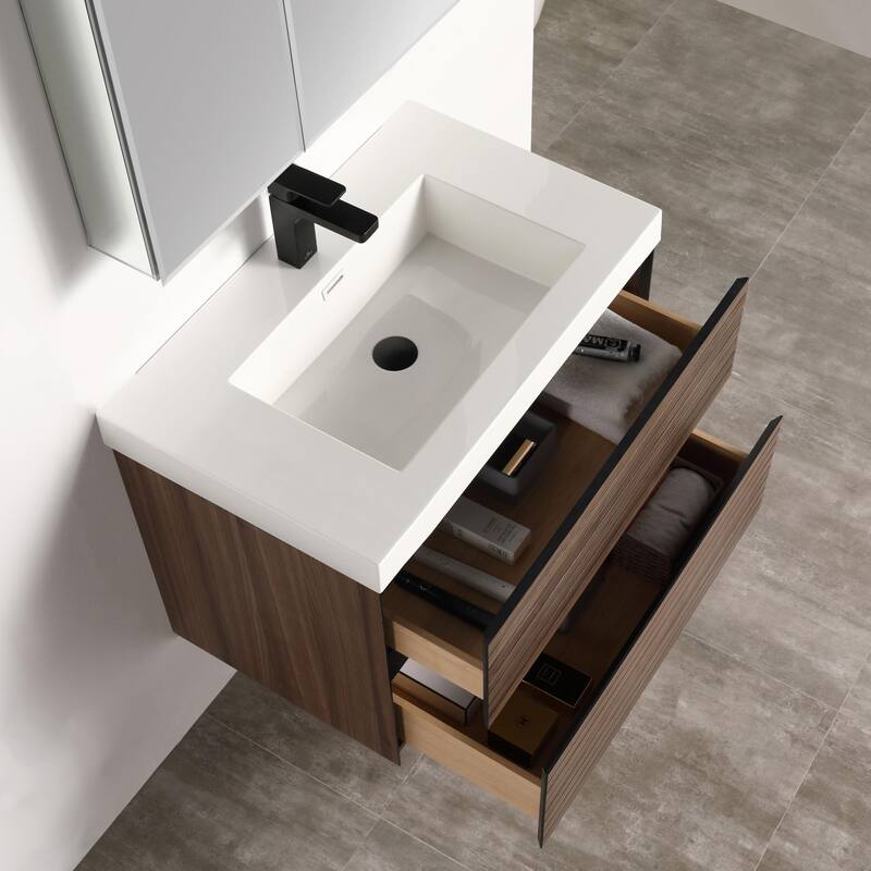 Blossom 30" Floating Bathroom Vanity with Acrylic Sink, Modern Design