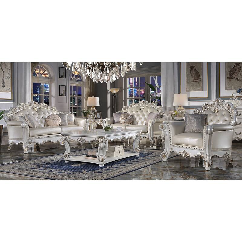 Casada Champagne and Antique Pearl Sofa with 5-Pillow