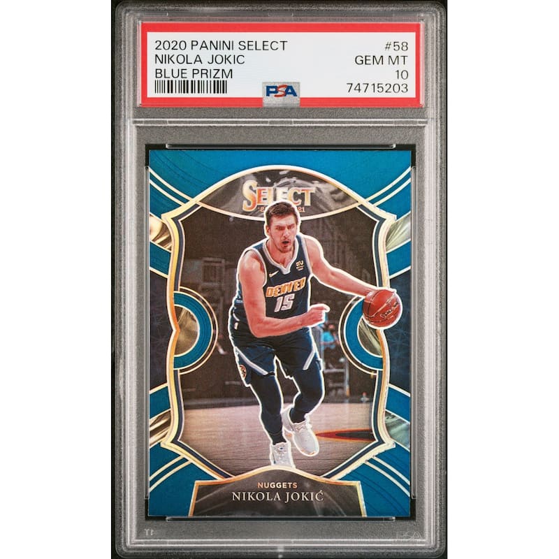 Nikola Jokic 2020 Panini Select Blue Prizm Basketball Card #58 Graded PSA 10 - 8'6" x 11'6"