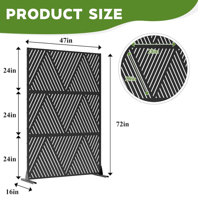 Dovelina 6ft.Outdoor Freestanding Metal Privacy Screen Decorative Garden Fence - 72"x47"