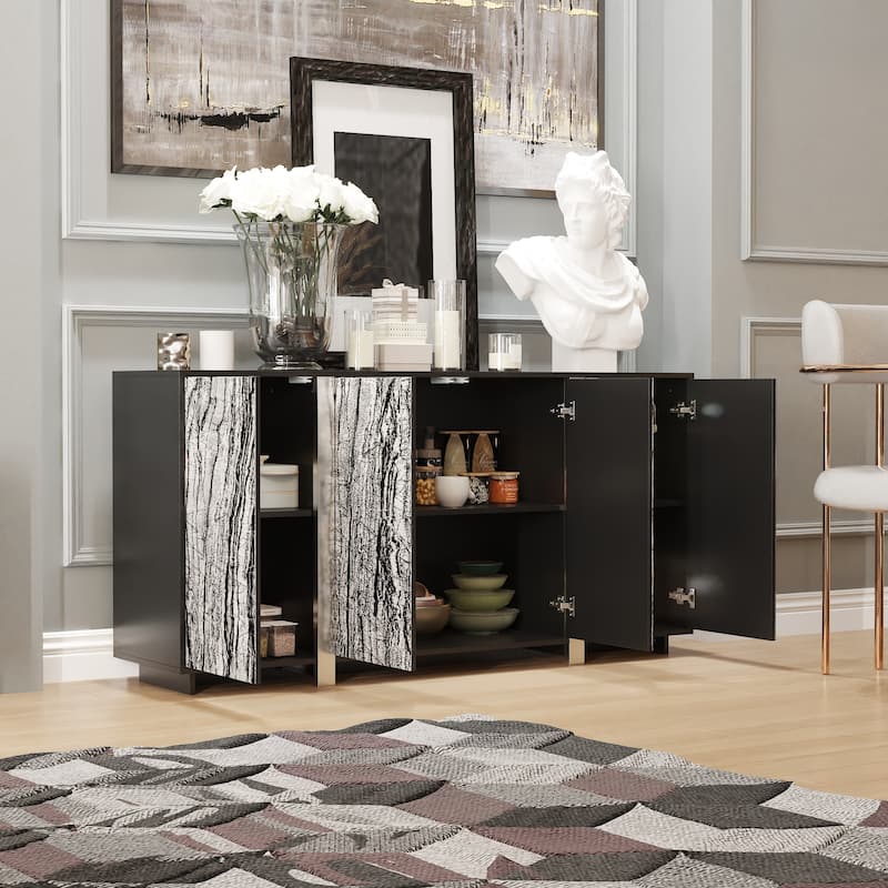 Stylish Storage Buffet: Ample Shelving and a Contemporary Design for Organized Dining Areas