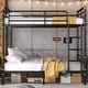 preview thumbnail 42 of 65, Metal Bunk Bed Retro Bed Frame with Ladder and Guardrail, Industrial Detachable Bunkbeds Convertible to 2 Platform Beds Frame
